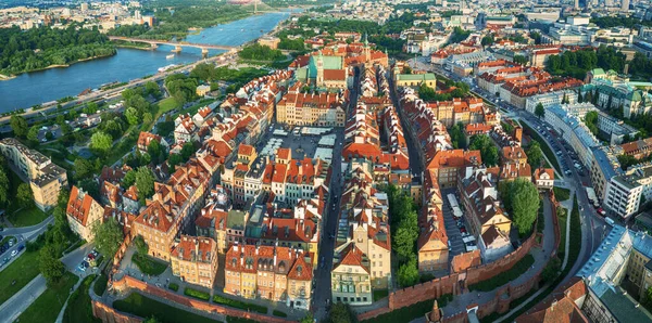 Warschauer Altstadt Mit Roten Dächern Polen Von Oben Reisen Freien — Stockfoto