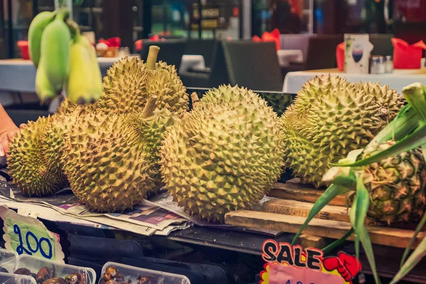 Durian Famous Smelly Fruit Thailand Street Market — Stock Photo, Image
