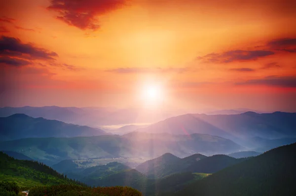 Amazing Mountain Landscape Colorful Vivid Sunrise Dramatic Sky Natural Outdoor — 图库照片