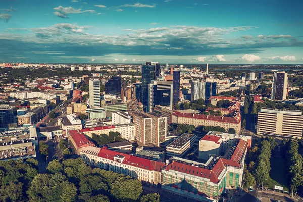 Aerial view of the Tallinn business center. Beautiful business district in Tallinn, Estonia.