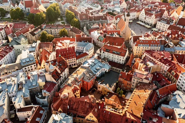 Vista Aérea Del Casco Antiguo Tallin Vista Desde Arriba Hasta — Foto de Stock