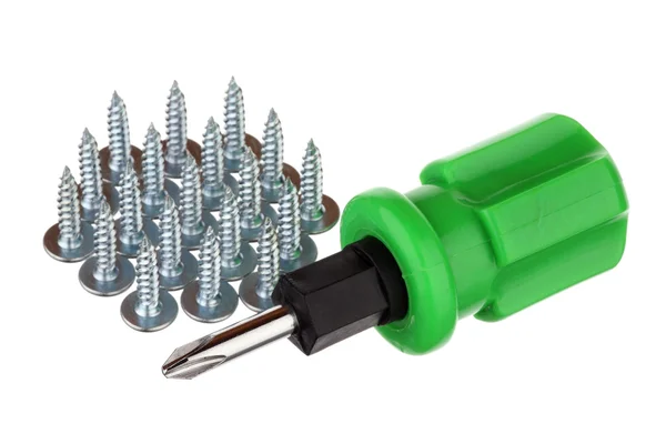 Screws and screwdriver — Stock Photo, Image