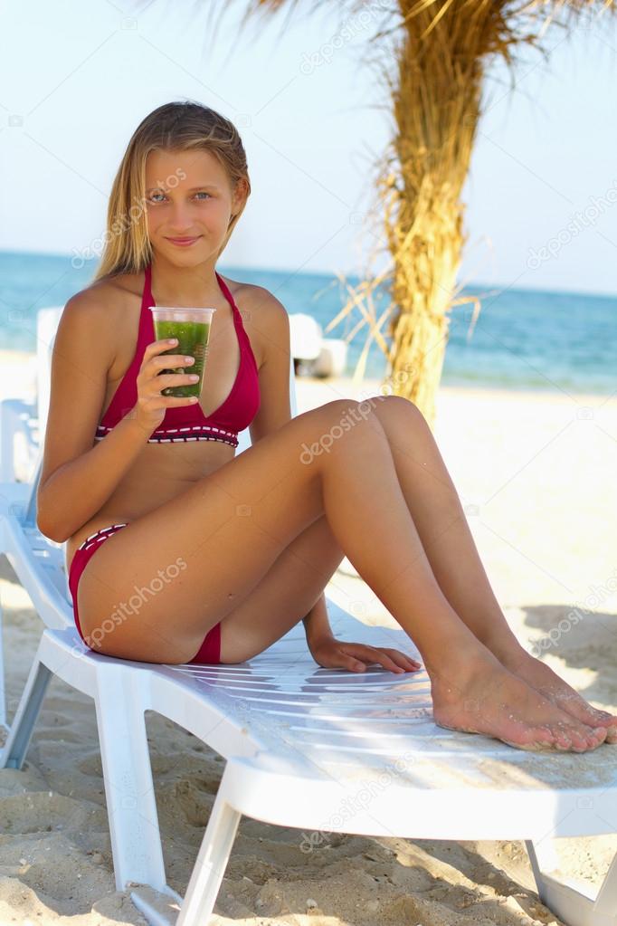 Young Teens In Bikinis At Beach