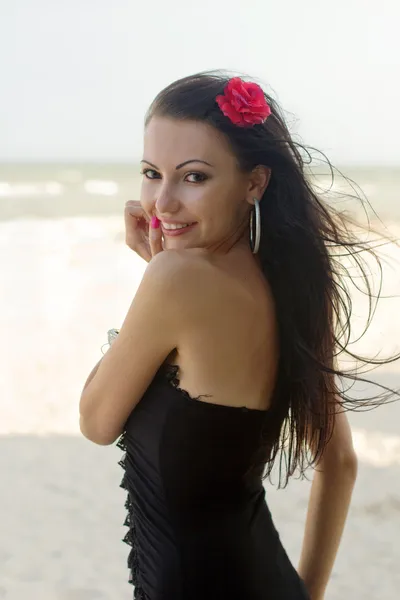 Smiling lovely young brunette — Stock Photo, Image