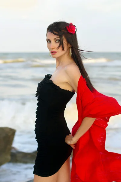 Portrait of pretty young brunette — Stock Photo, Image