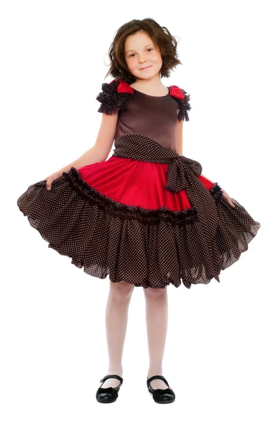 Söt liten flicka i klänning — Stockfoto
