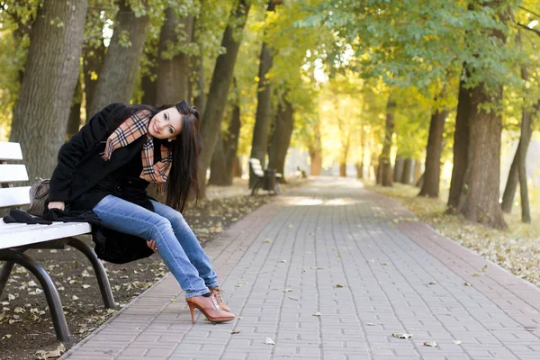 Gelukkig vrij jonge brunette — Stockfoto