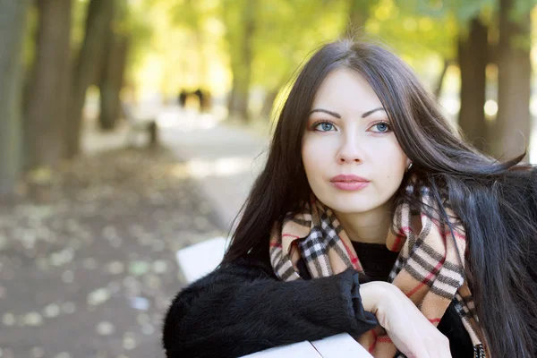 Attractive young woman in autumn park Royalty Free Stock Images