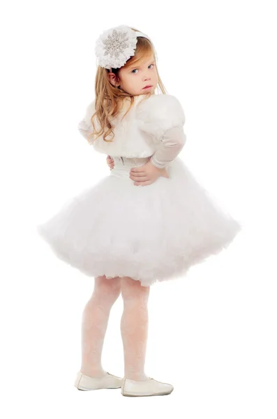 Little girl in a white dress — Stock Photo, Image