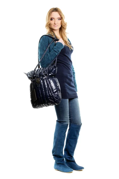 Ung kvinna i en jeans — Stockfoto