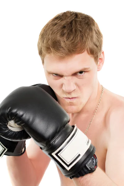 Чоловік в боксерських рукавичках — стокове фото
