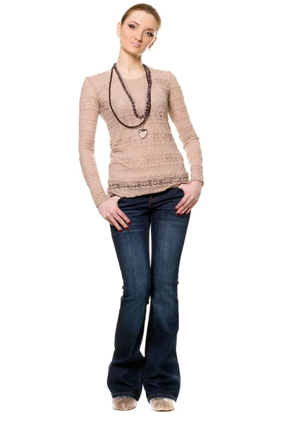 Young woman in a jeans — Stock Photo, Image