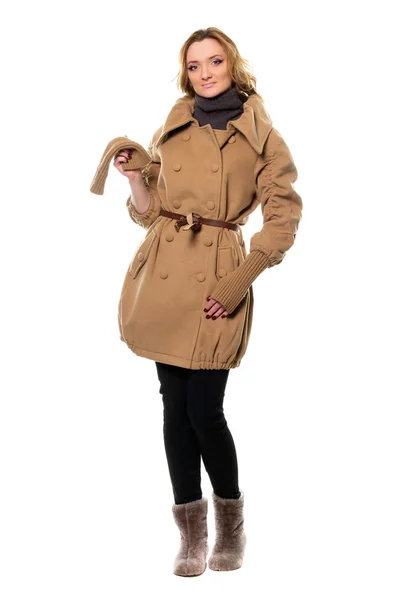 Pretty young woman in coat — Stock Photo, Image