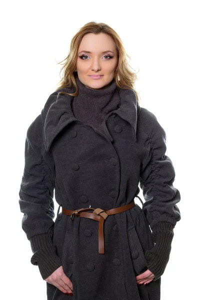 Portrait of a young woman in coat — Stock Photo, Image