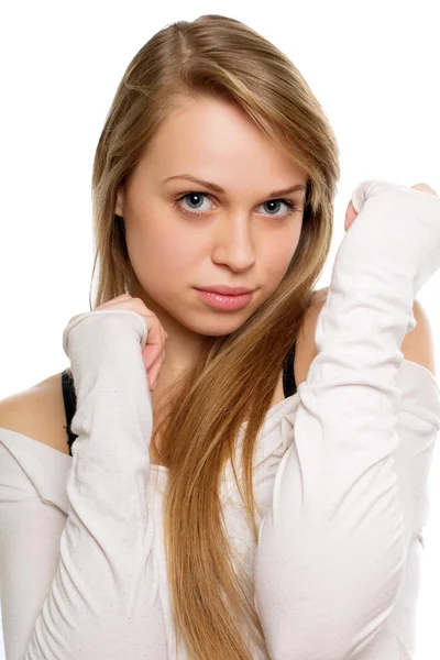 Young lady with straight blond hair — Stock Photo, Image