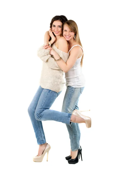 Dos sonrientes mujeres caucásicas — Foto de Stock