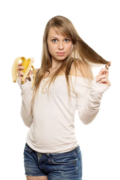 Femme jouant avec les cheveux — Photo