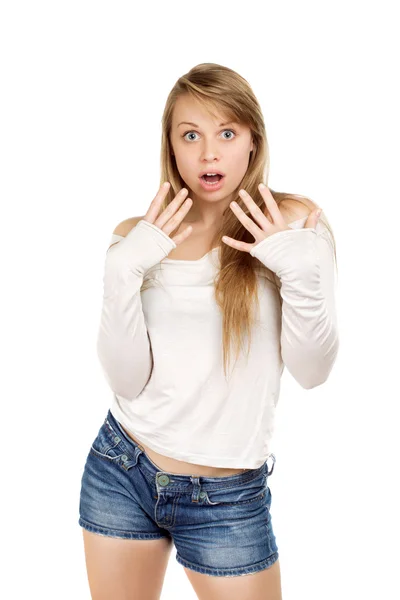 Mujer posando insegura — Foto de Stock