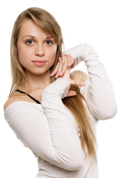 Playful young blond woman — Stock Photo, Image