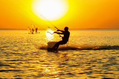 bir rüzgar sörfçüleri Silhouettes