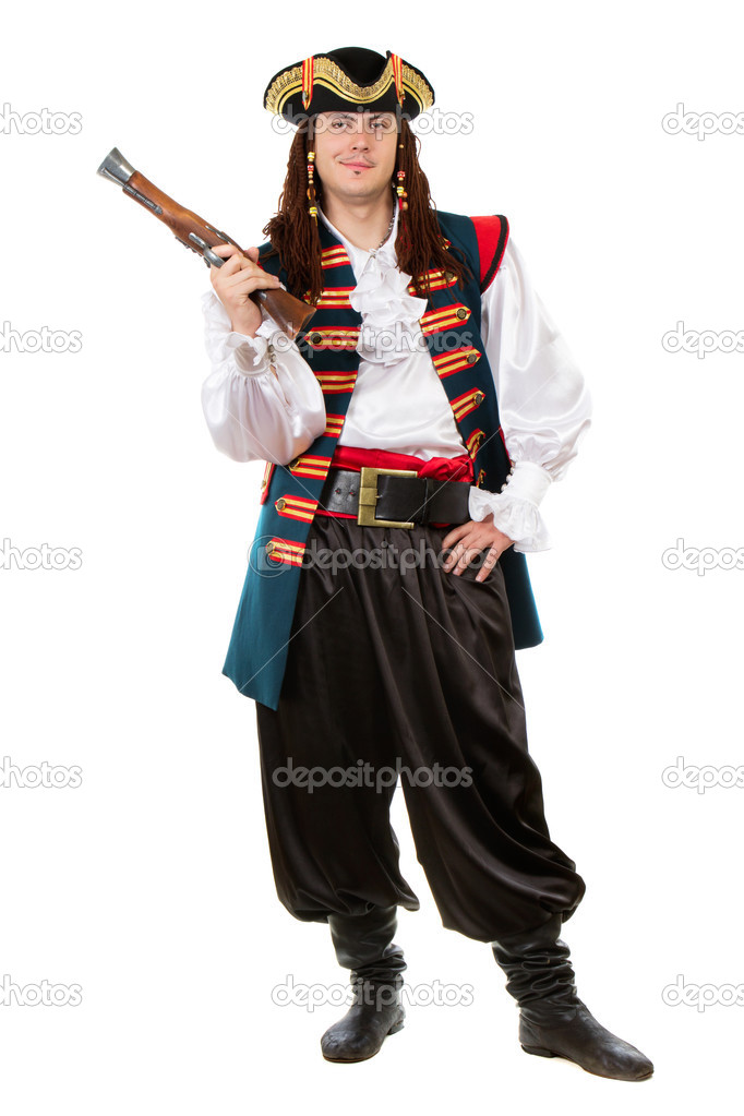 Young man in pirate costume