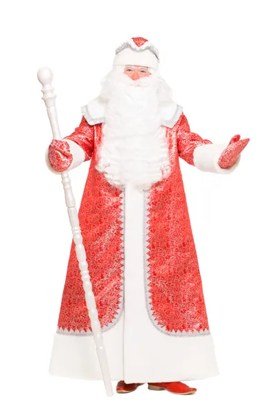 Santa met een staf — Stockfoto