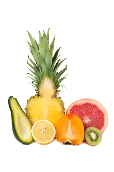 Grapefrukt, ananas, persimon, kiwi, avokado och citron — Stockfoto