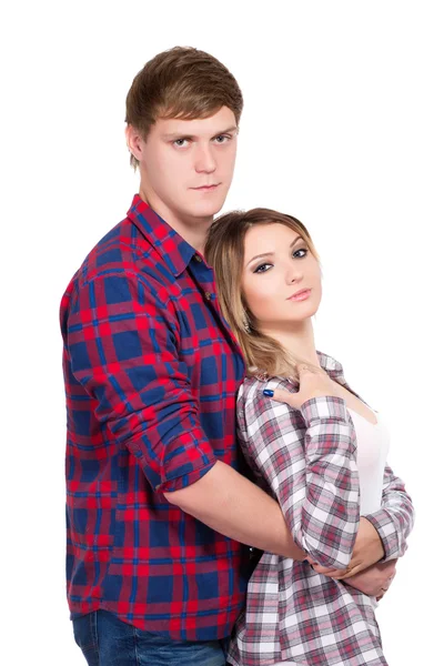 Retrato de homem bonito e loira bonita — Fotografia de Stock