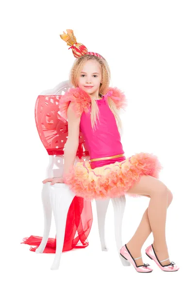 Küçük kız giyiyor şeker kostüm — Stok fotoğraf