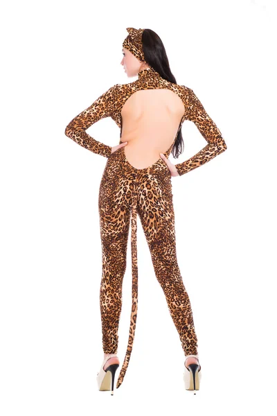 Young woman in leopard suit — Stock Photo, Image