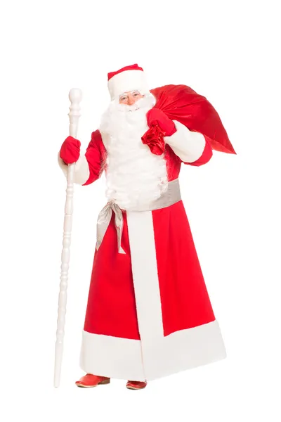 Santa hålla en presentpåse — Stockfoto