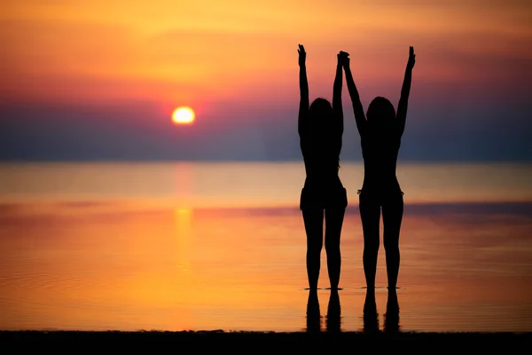 Silhouettes of two women — Stock Photo, Image