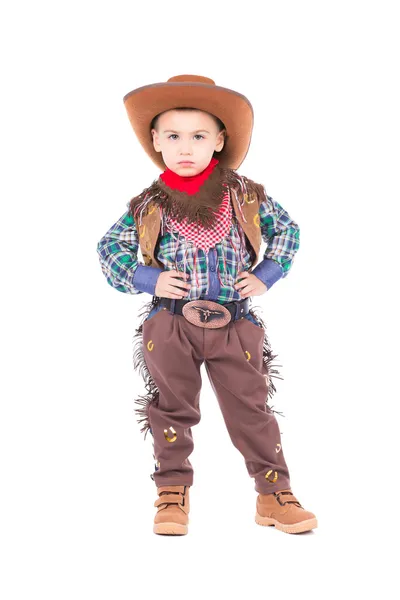 Kleine jongen gekleed cowboy pak — Stockfoto