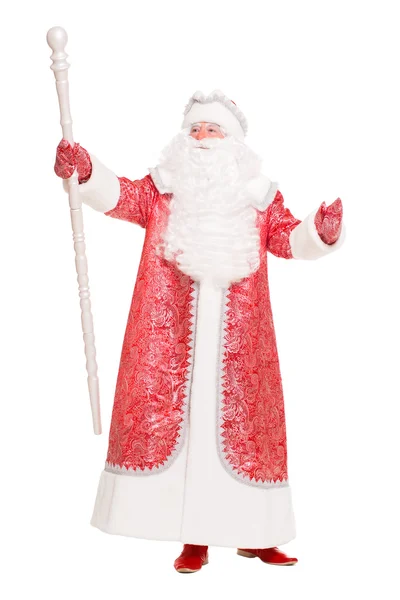 Father Frost indossa un cappotto rosso — Foto Stock