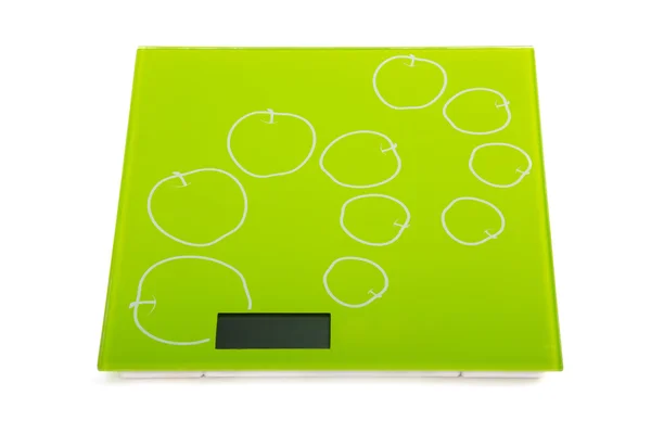 Green square kitchen scale — Stock Photo, Image