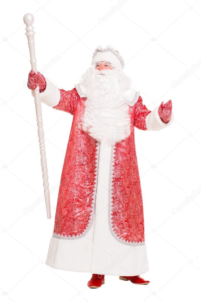 Father Frost wearing red coat