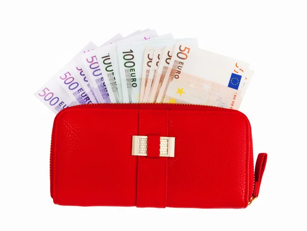 Läder plånböcker och europeiska valutan euro — Stockfoto