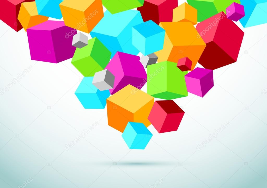 Abstract perspective background with colorful cubes