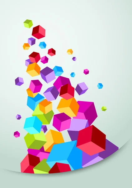 Bannière colorée avec des cubes volant — Image vectorielle