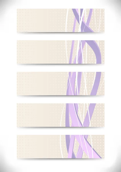 Uppsättning av visitkort med lila swooshes. vektor illustration — Stock vektor