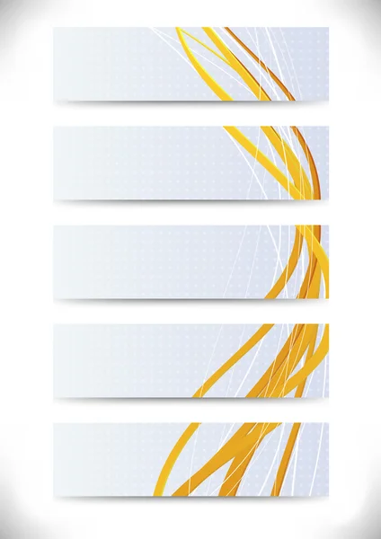 Sammlung von Visitenkarten mit goldenen Linien. Vektorillustration — Stockvektor
