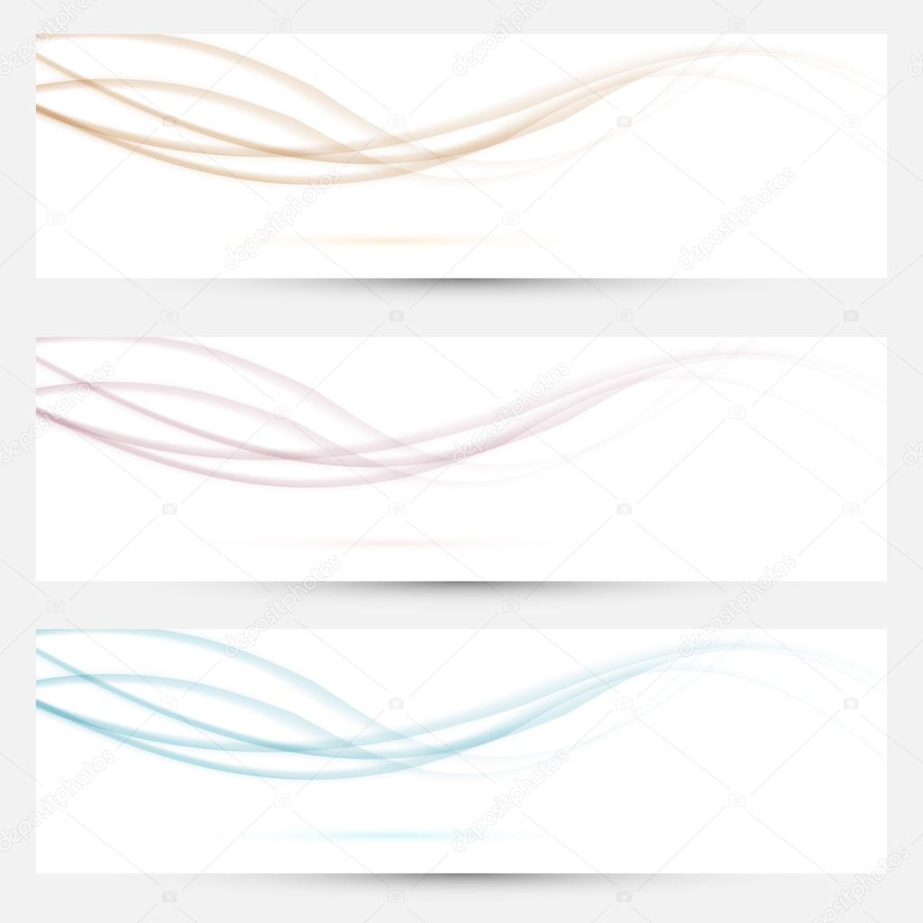 Transparent web headers with swoosh elements collection. Vector illustration