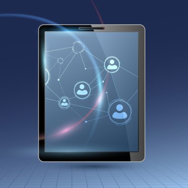sosyal iletişim yoluyla tablet cihaz - ağ