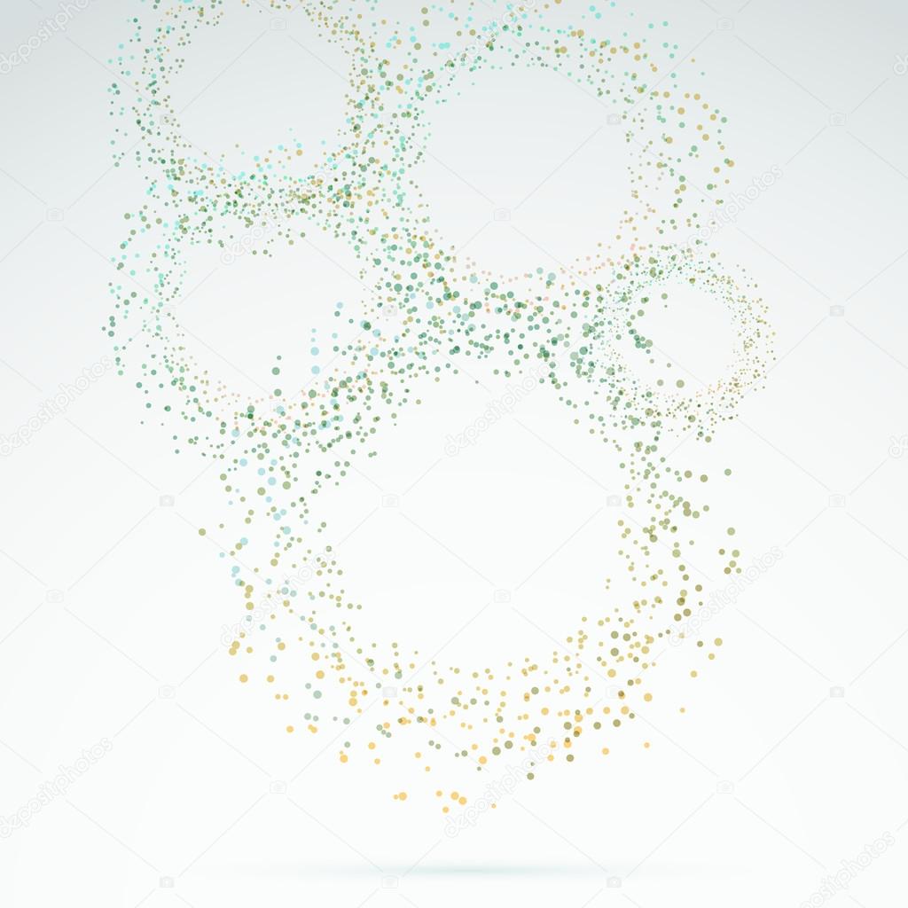 Exploded particle rings abstract background