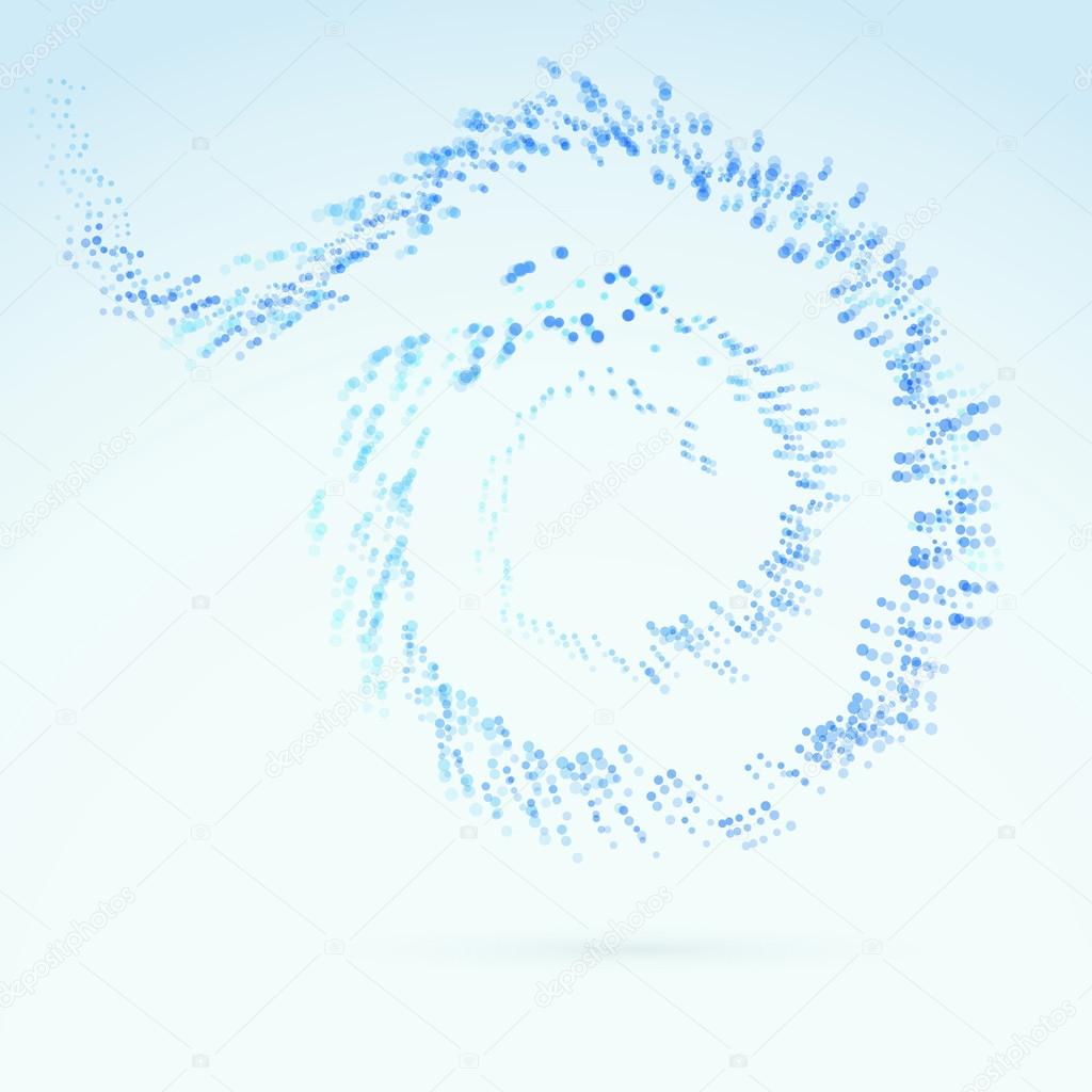 Blue fresh particle spiral swoosh line
