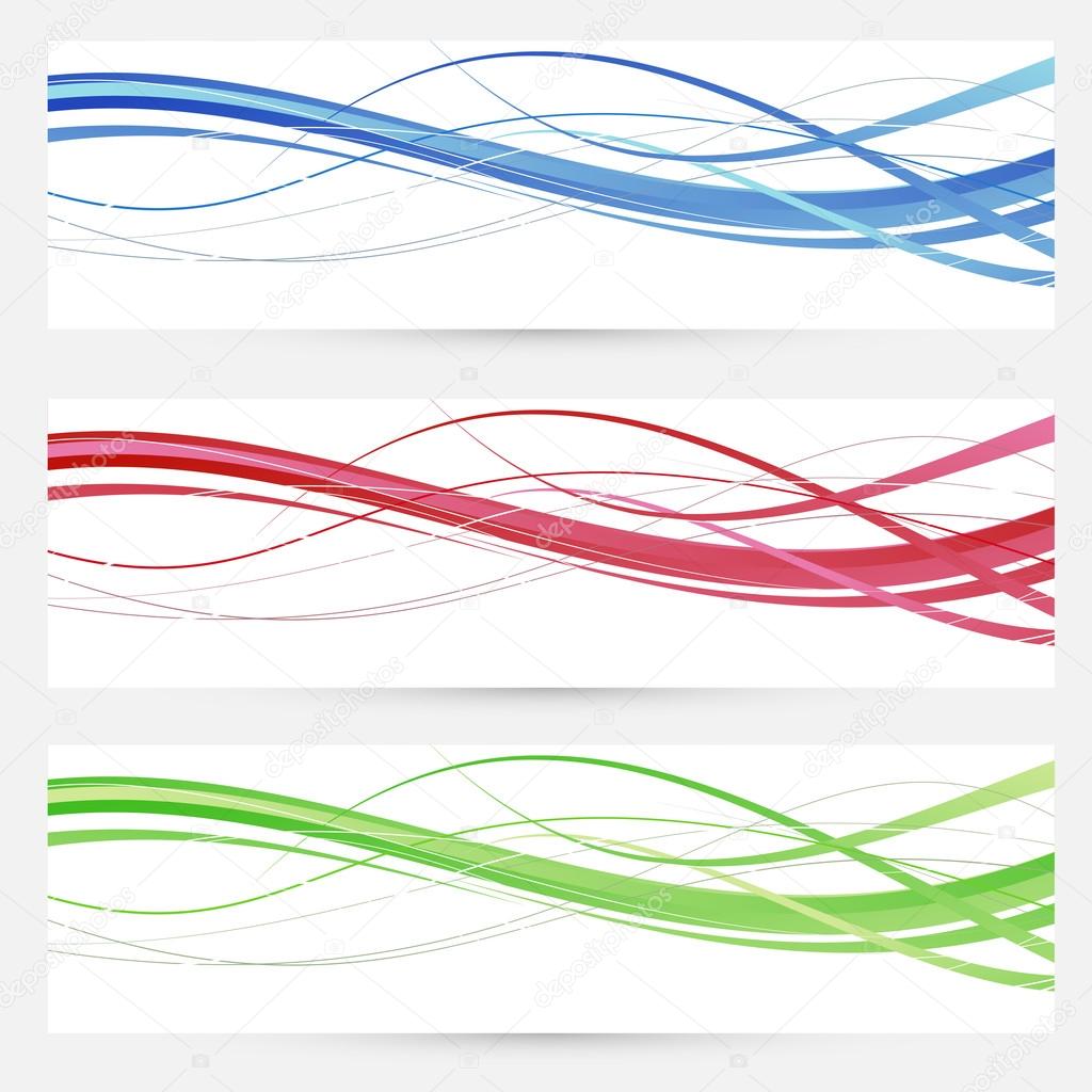Colorful bright web headers lines collection