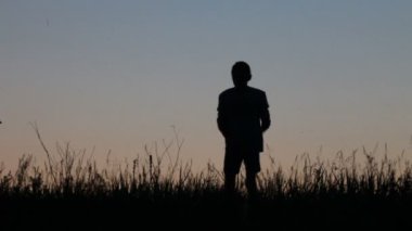 siluet, çocuk, dalgalar el