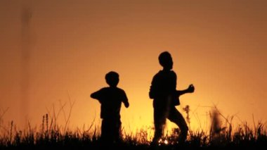 koşmak siluet, çocuk,