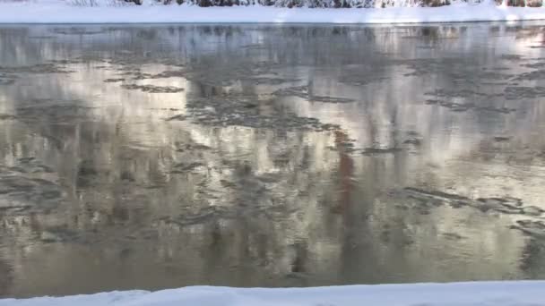 Deriva de hielo en el río — Vídeo de stock