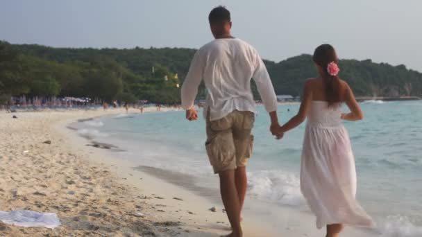 Pareja amorosa en la playa — Vídeo de stock